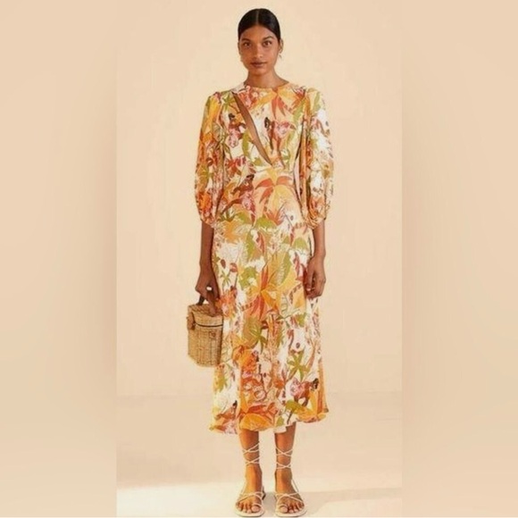 FARM Rio Dresses & Skirts - FARM Rio leopard forest sand midi dress S NWT